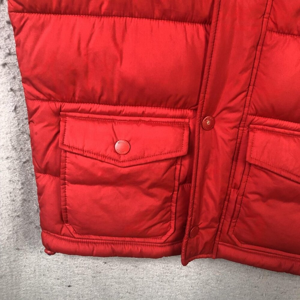 Hollister Vest Mens Small Red Black Hooded Puffer Quilted Snap Front Pockets Y2K - Picture 6 of 16